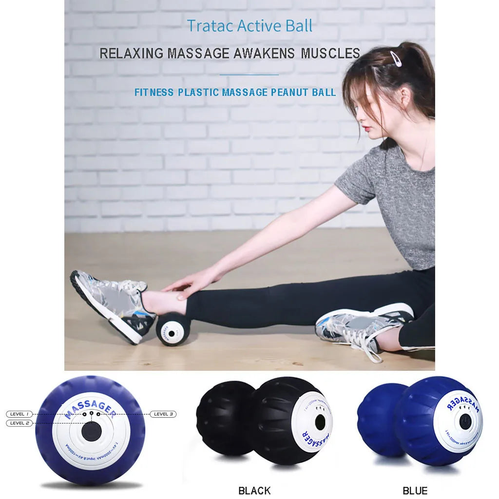 Body Release Yoga Vibrate Roller Massage Ball Slimming Training Muscle Relax Neck Peanut Shape Fitness Electric#0410G30