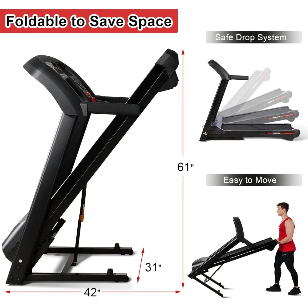 Folding Treadmill with Auto Incline 15%, Ultra Large Running Area, Heart Rate Monitor Armband, HRC Training for Home Walking