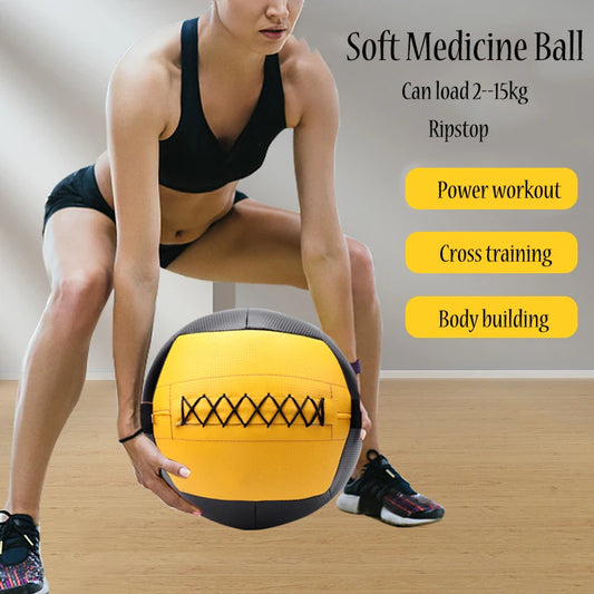 Fitness Soft Medicine Ball Wall Ball For Strength Workout Cross Training Full Body Exercise PU Leather Ripstop Durable 2-15kg