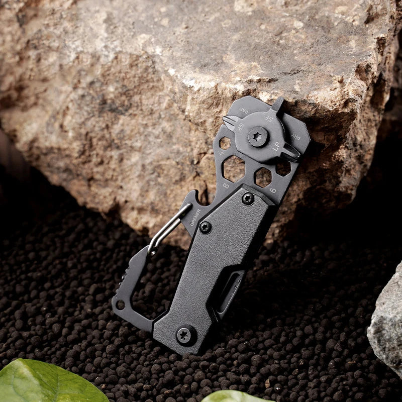 Stainless Steel Folding Knife Multifunction Outdoor Tool Fruit Cutting Picnic Peeling Keychain Camping Carabiners Screwdriver