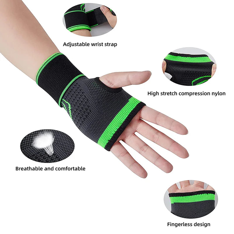 Gym Fitness Gloves Wrist Support Sports Wristband Therapy Protector Fingerless Safety Body Building Entertainment 1Piece