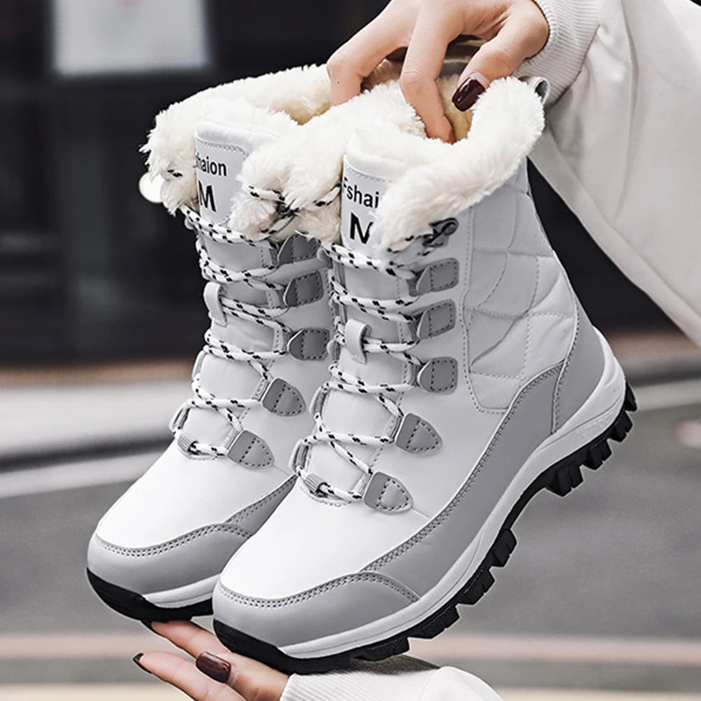 1Pair Women Ankle Boots Waterproof Snow Boots Comfortable Walking Shoes Anti-Slip Winter Warm Boots for Outdoor Hiking 36-40Size