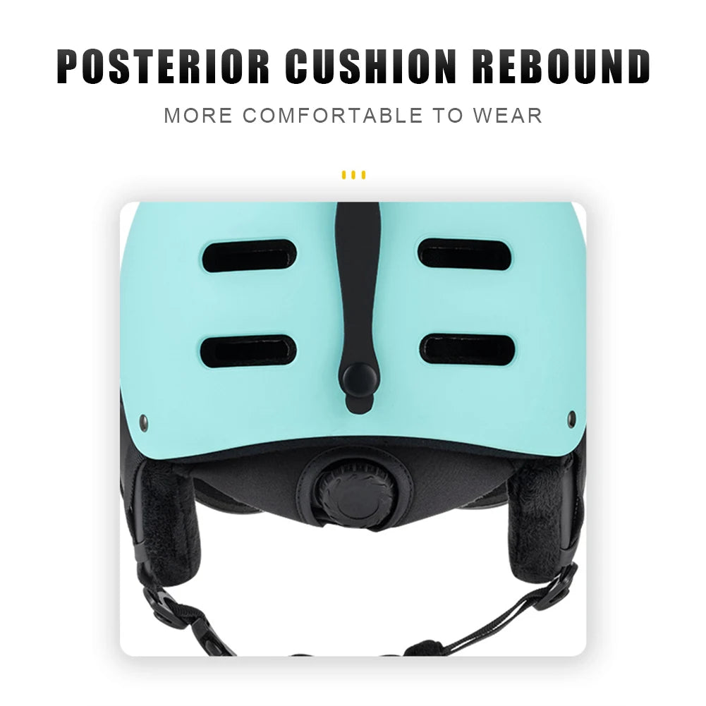 Ski Helmet with Detachable Earmuff Men Women Snowboard Helmet with Goggle Fixed Strap Safety Skiing Helmet Skiing Sports Helmet