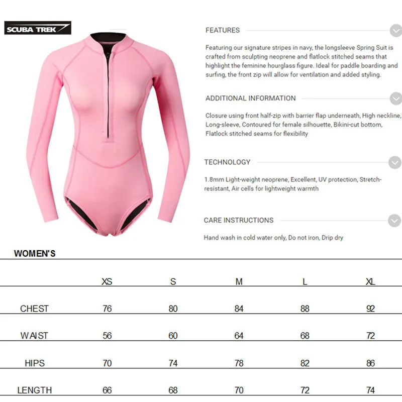 Oulylan Women's 2MM Neoprene Snorkeling Wetsuits Keep Warm Scuba Water Sport Spearfishing Surfing Diving Suit Bathing Swimwears