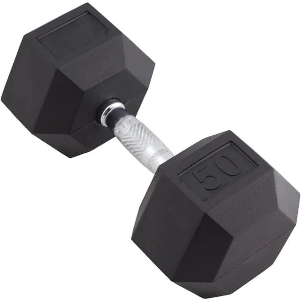 Rubber Encased Hex Dumbbell Weight, Single Dumbbells for Exercises Strength Training Equipment Home Gym Accessories