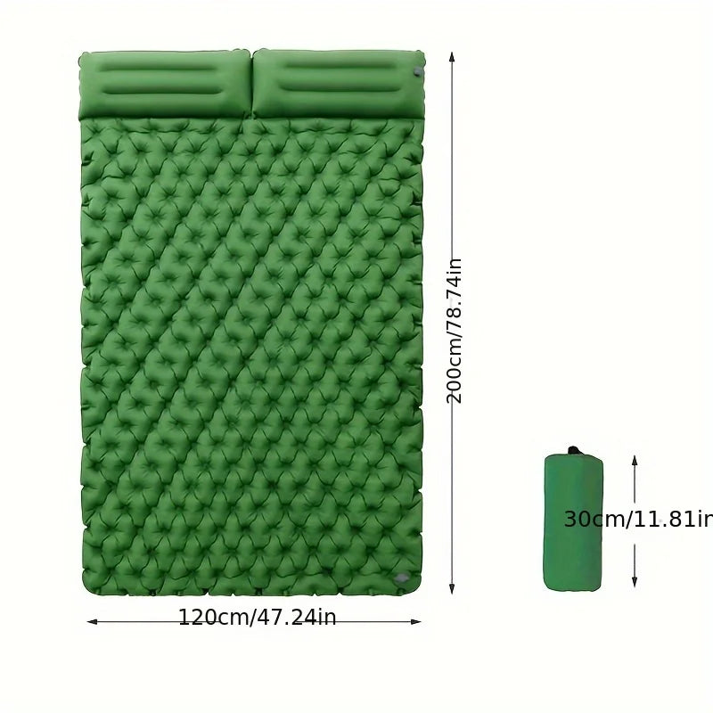 Double Inflatable Mattress with Built-in Pillow Pump Outdoor Sleeping Pad Camping Air Mat for Travel Backpacking Hiking