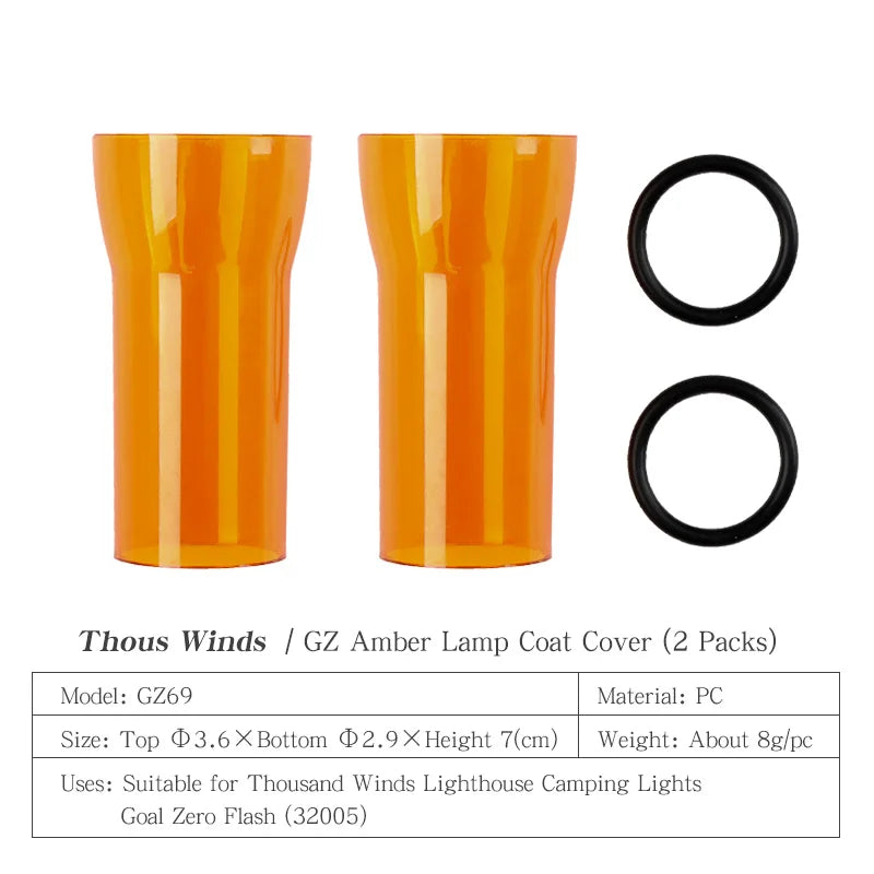 Thous Winds DIY Amber Lantern Shade, Fit for GoalZero Lighthouse, Micro Flash, Lampshape Outdoor Camping Lighting Accessories