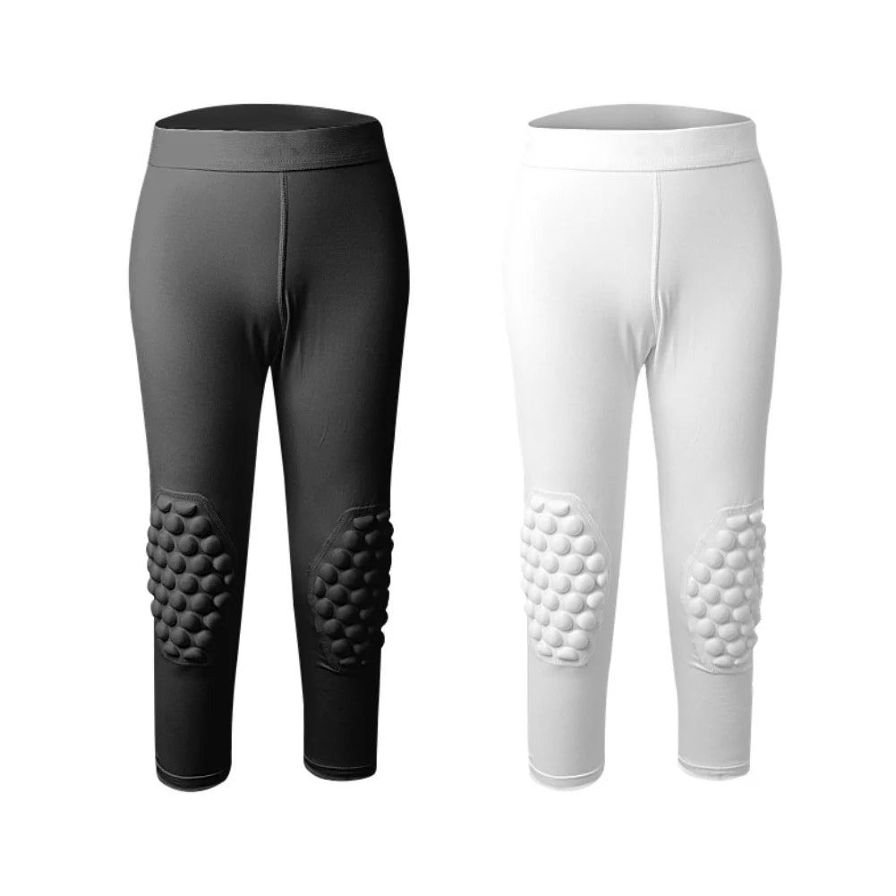 Children Sports Tights Pants Kids Basketball Football Fitness Exercise Sport 3/4 Cropped Leggings Safety Anti-Collision Pants