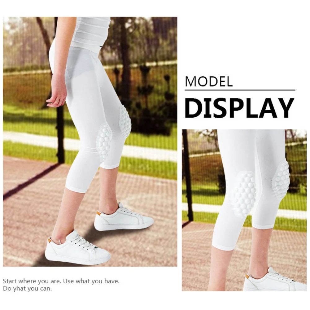 Children Sports Tights Pants Kids Basketball Football Fitness Exercise Sport 3/4 Cropped Leggings Safety Anti-Collision Pants