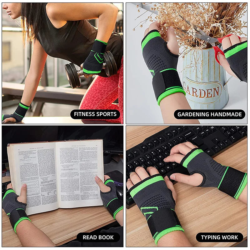 Gym Fitness Gloves Wrist Support Sports Wristband Therapy Protector Fingerless Safety Body Building Entertainment 1Piece