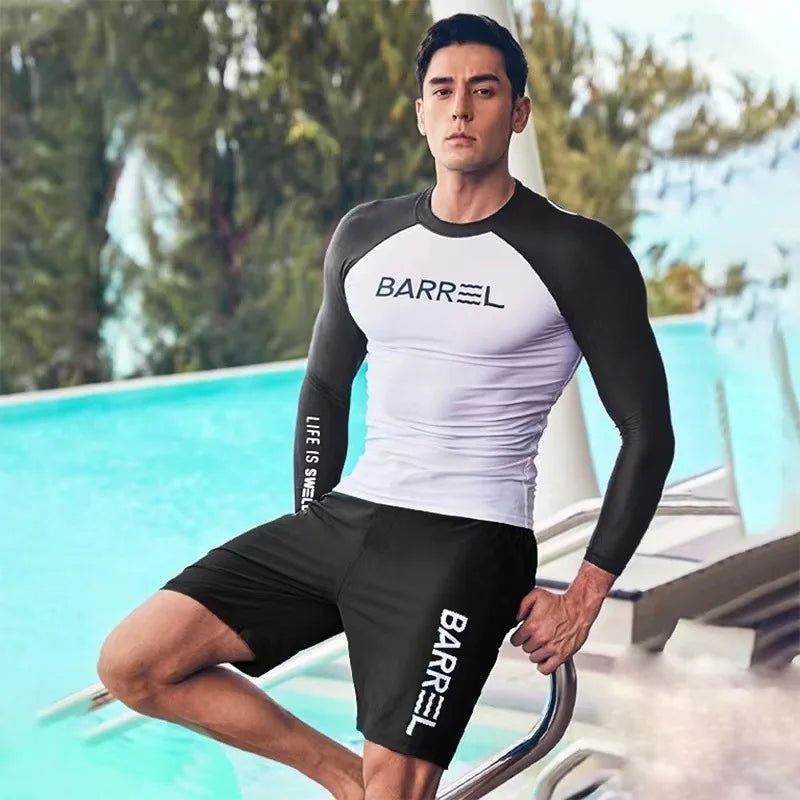 Oulylan Men Swimsuit Diving Suit Long Sleeve Quick Drying Wetsuit Summer Sun Protection Spearfishing Swim Surfing Training Suits