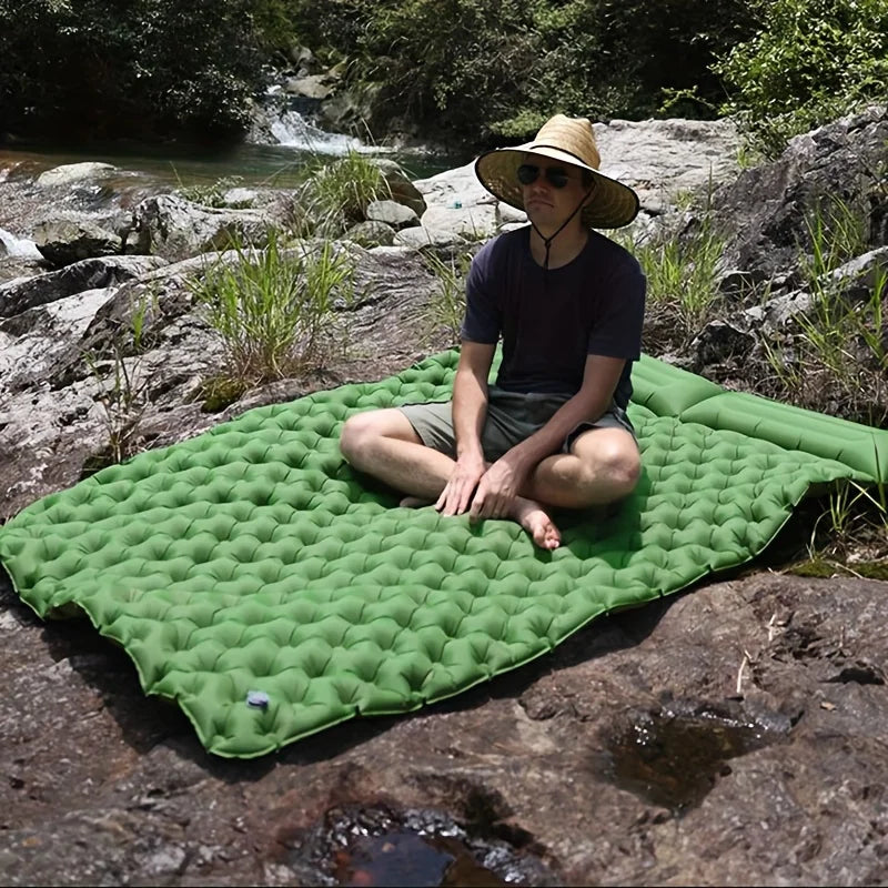 Double Inflatable Mattress with Built-in Pillow Pump Outdoor Sleeping Pad Camping Air Mat for Travel Backpacking Hiking