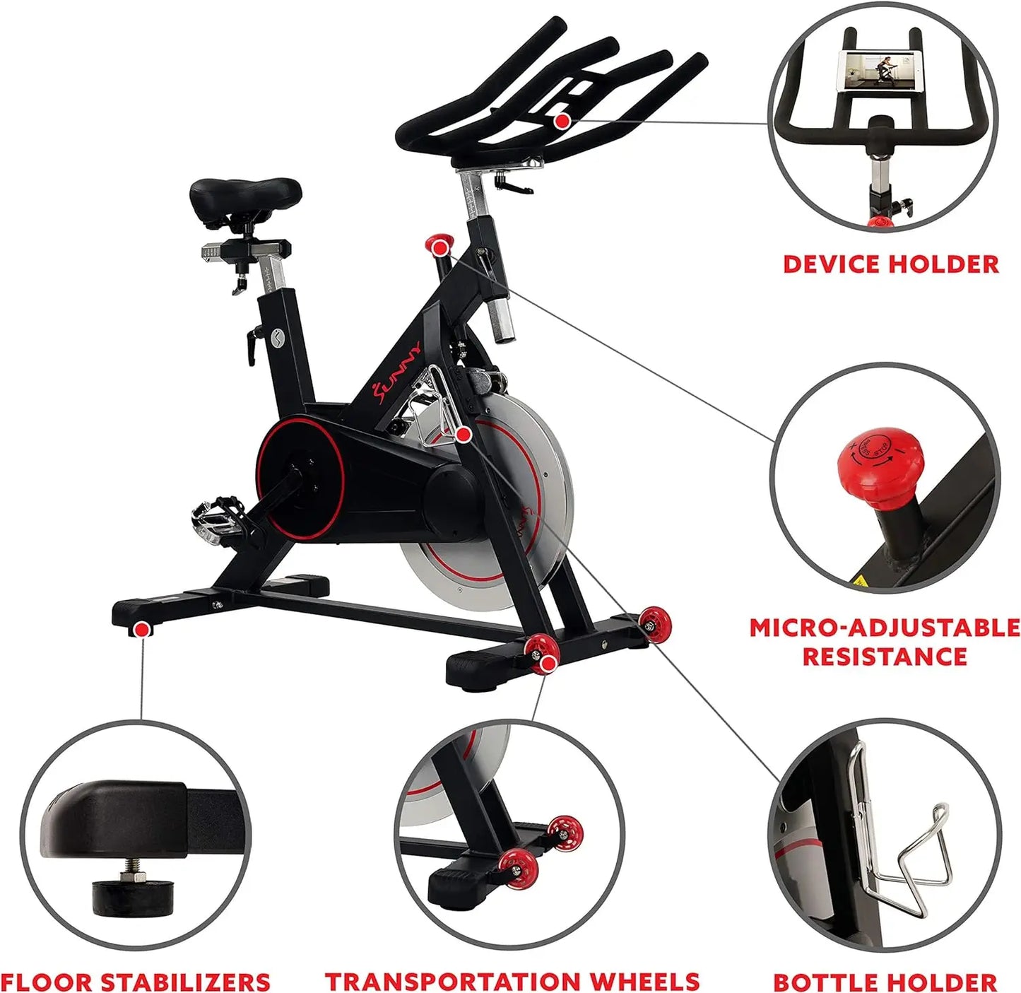 Fitness Premium Magnetic Belt Drive Indoor Cycling Stationary Exercise Bikes with Optional