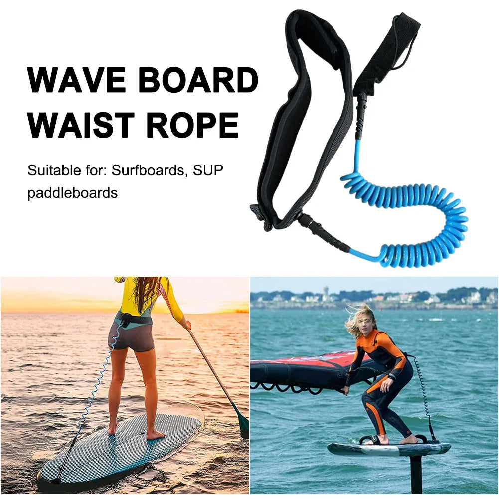 Surfboard Leash Maximum Tensile Length Up To 10 Feet Safety Board Leash SUP Surfboard Waist Leash Belt for Stand Paddle Boards