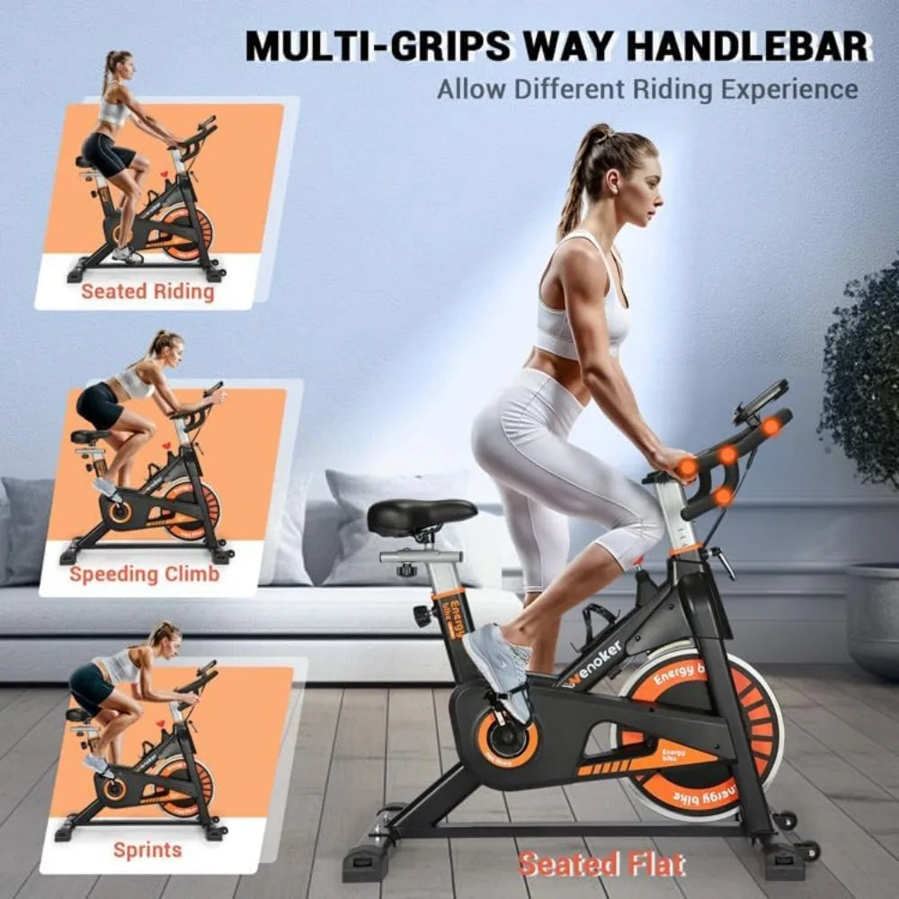 Exercise Bike,  Indoor Cycling Bike/Brake Pad Stationary Bike for Home, Indoor Bike with Silent Belt Drive