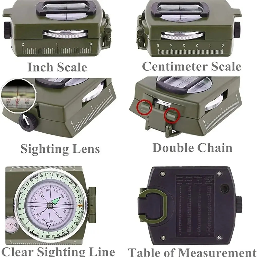 Compass Waterproof High Precision Compass Outdoor Gadget Sports Hiking Mountaineering Professional Military Army Metal Sight