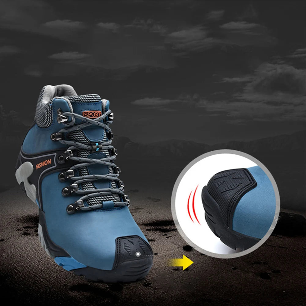 Mens Running Sneakers Non Slip Winter Snow Boots Casual Sneakers Waterproof PU Lace Up Sneakers High Top for Hiking Climbing