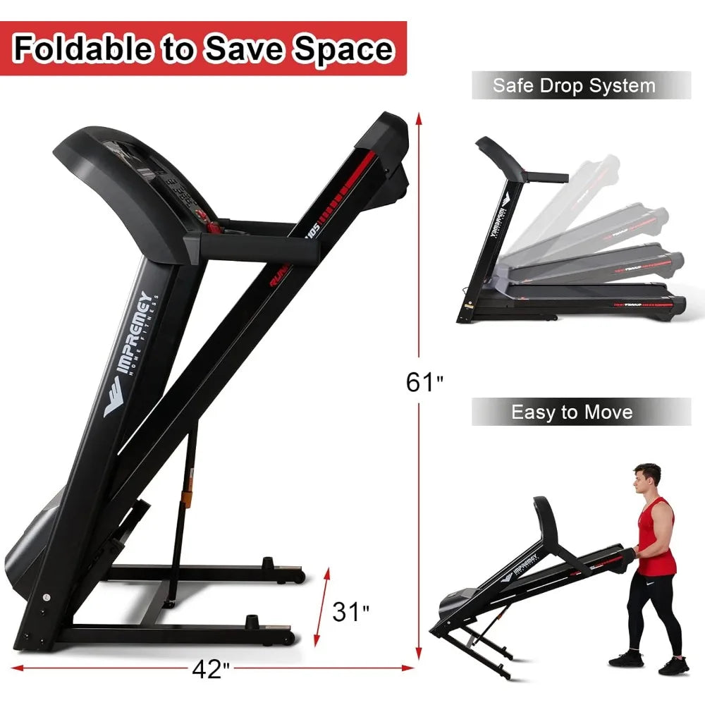 Folding Treadmill with Auto Incline 15%,3.5HP,350 Lb Capacity,11 MPH,50"x19"Ultra Large Running Area,Heart Rate Monitor Armband