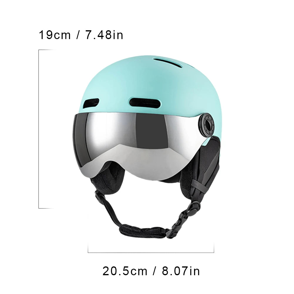 Ski Helmet with Detachable Earmuff Men Women Snowboard Helmet with Goggle Fixed Strap Safety Skiing Helmet Skiing Sports Helmet