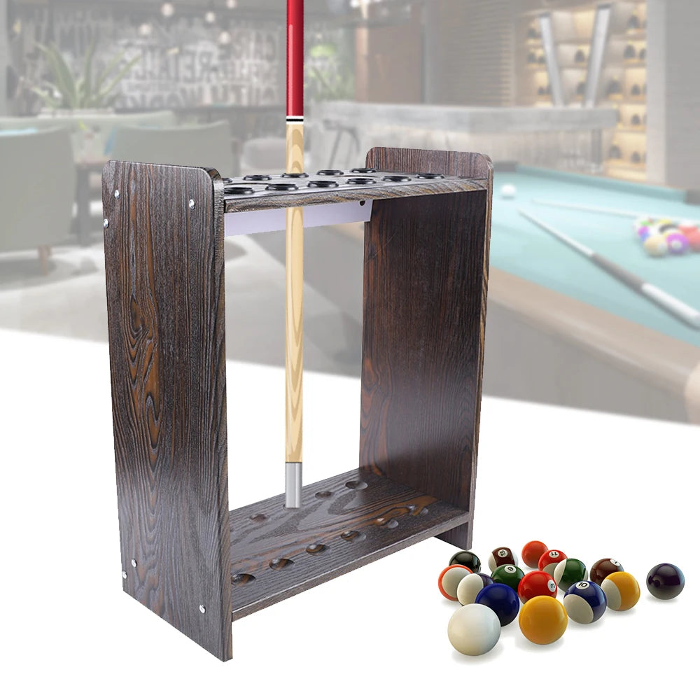 Cue Organizer Floor Stand Billiard Cue Holder Cue Stick Rack Holder 12 Hold Pool Wooden