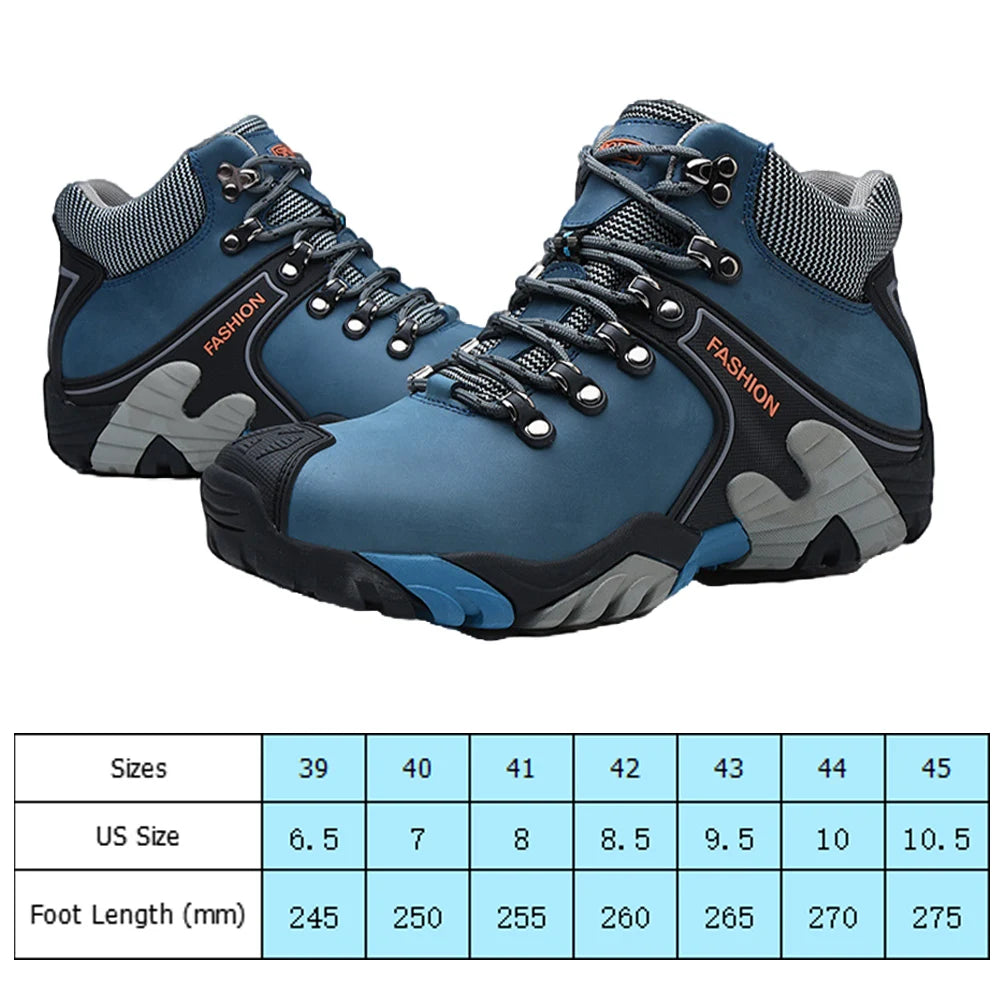 Mens Running Sneakers Non Slip Winter Snow Boots Casual Sneakers Waterproof PU Lace Up Sneakers High Top for Hiking Climbing