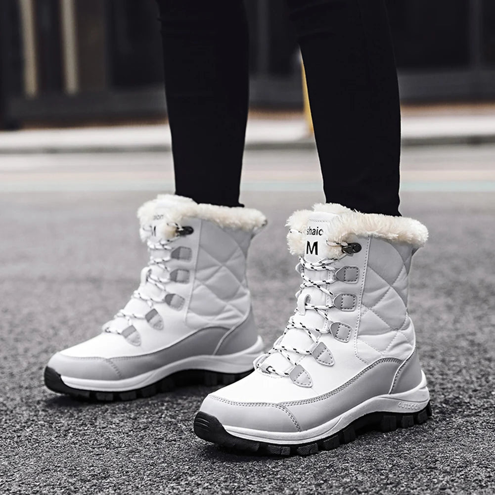 1Pair Women Ankle Boots Waterproof Snow Boots Comfortable Walking Shoes Anti-Slip Winter Warm Boots for Outdoor Hiking 36-40Size